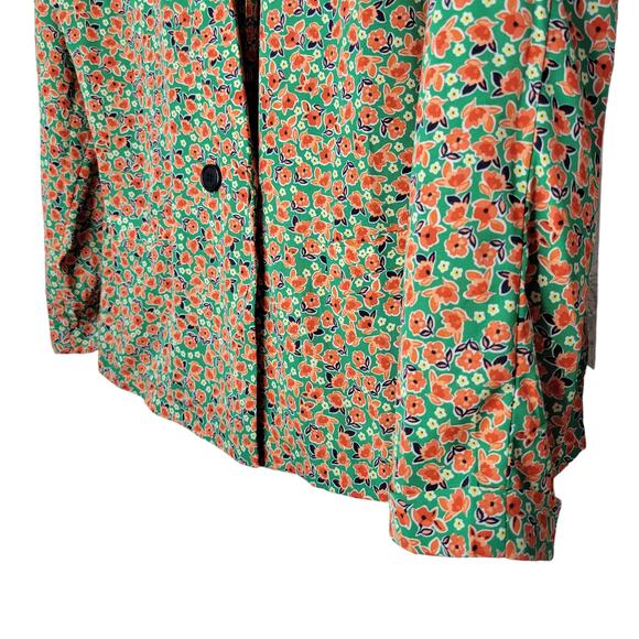 Molly Bracken Floral Ireland Green Woven Light Blazer Jacket Blouse Women Sz L - Picture 6 of 7